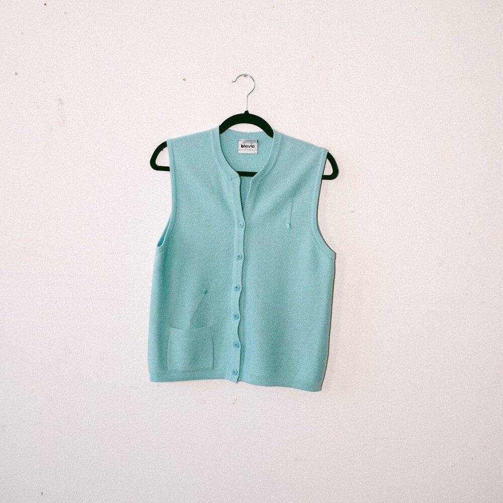 Vintage Italian Virgin Wool Knit Vest with Front Pocket by Bleyle